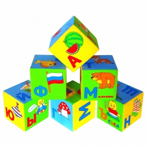 Детский набор из 6-и кубиков мякиши (азбука в картинках). арт. 207 МЯКИШИ