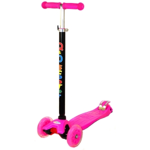 Акция! Самокат детский трехколесный Scooter Maxi с регулируемой ручкой. Светящиеся колеса. Цвет Розовый. АРТ. 4108.