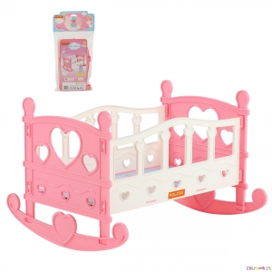 Кроватка-качалка сборная для кукол №2 (7 элементов) (в пакете). Цвет розовый. Полесье. Арт.  62062.