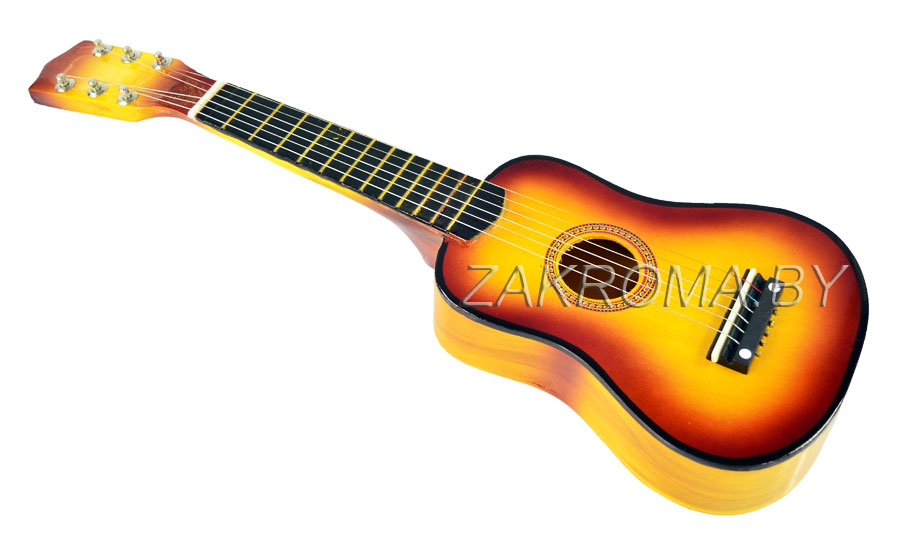 Детская гитара деревянная шестиструнная 63 см. Цвет оранжевый. Арт. .
