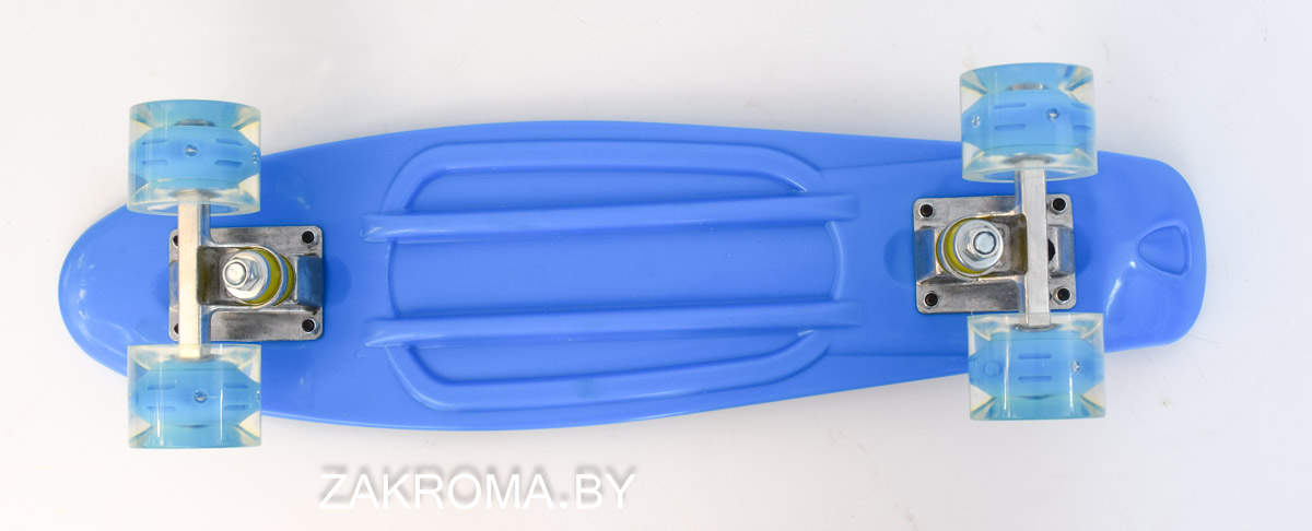 Акция! Пенниборд скейтборд Penny board  скейт детский 55x15 см, высокопрочный пластик, колеса полиуретан светящиеся. Цвет голубой. Арт. 120