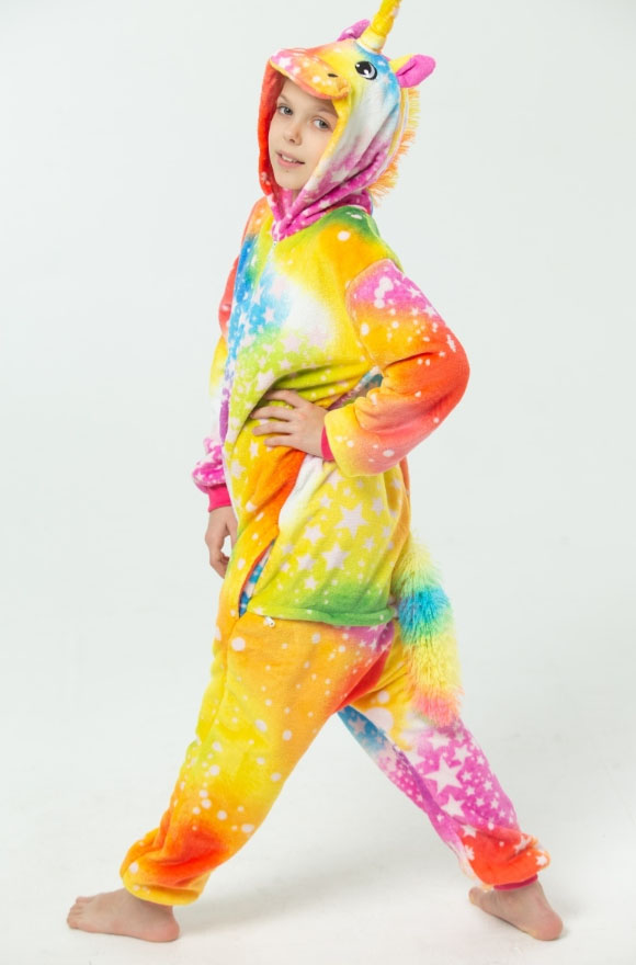Кигуруми  Единорог Яркий на молнии пижама кигуруми детская. Размер 110 см (4)