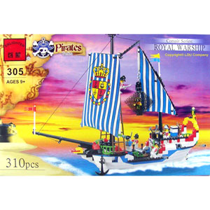 КОНСТРУКТОР BRICK 305 Королевский корабль из серии Pirates (Пираты) 310 деталей