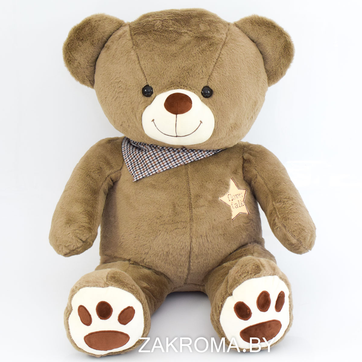 Плюшевый мишка, мягкая игрушка Медведь "Flower Talk" рост 120 см. Цвет коричневый.