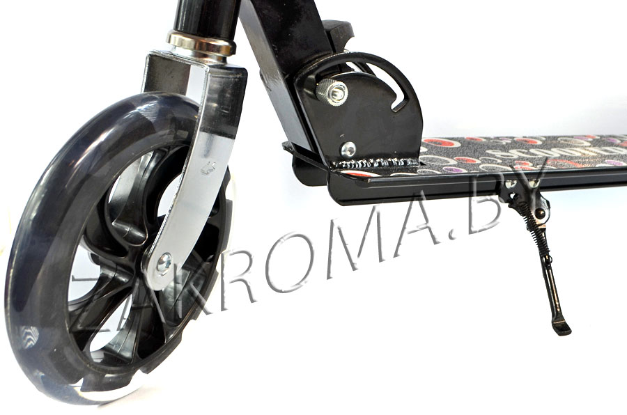 Акция! Двухколесный самокат Scooter алюминиевый, с большими колесами, складной, противоскользящая платформа, резиновые ручки, арт. HH4. Цвет черный