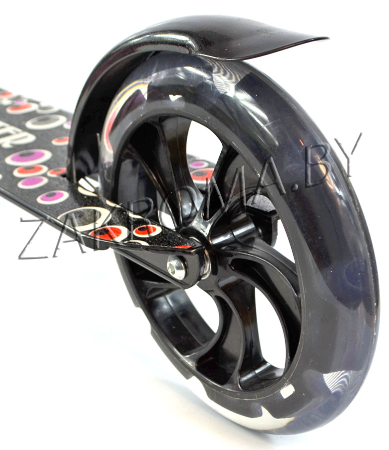 Акция! Двухколесный самокат Scooter алюминиевый, с большими колесами, складной, противоскользящая платформа, резиновые ручки, арт. HH4. Цвет черный