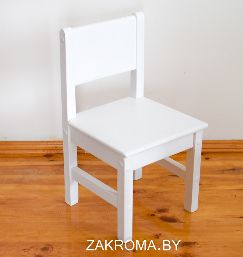 Деревянный детский стульчик из массива, высота до сидения 26 см, цвет белый. Арт. SD26W