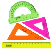 Набор геометрический малый 4 предмета Neon (линейка 16см+ транспортир+ 2 треугольника) Стамм. Артикул: НГ12