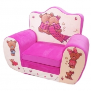 Детское кресло мягкое раскладное Мишки. Цвет розовый