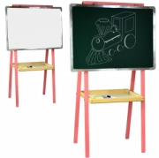 Мольберт для рисования деревянный розовый двусторонний доска для рисования с мелком, губкой и маркером высота 120 размер доски 50х70. Арт. 5070-120