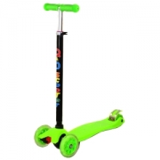 Акция! Самокат детский трехколесный Scooter Maxi с регулируемой ручкой. Светящиеся колеса. Цвет Салатовый. АРТ. 4108.