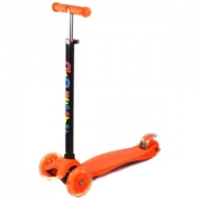 Акция! Самокат детский трехколесный Scooter Maxi с регулируемой ручкой. Светящиеся колеса. Цвет Оранжевый. АРТ. 4108.