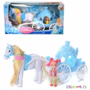 Детская игрушка лошадка с каретой и куклой, карета с лошадью  на королевский бал. Цвет голубой.  Арт. Д41539 / 686-721