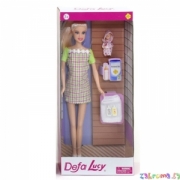 Беременная кукла Defa Lucy (Дефа Лучи) с малышом. Одета в салатовое клетчатое платье. Арт.  8357