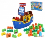 Детская игрушка игровой набор Пиратский корабль + конструктор (30 элементов) (в коробке). Полесье. Арт. 62246