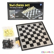 Детская настольная игра (магнитная) 3 в 1 шашки, шахматы, нарды. Арт. 9518