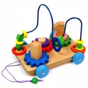 Детская развивающая игрушка Лабиринт-каталка Шестеренка (деревянная). Арт. 153