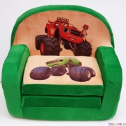 Большое детское мягкое кресло раскладное Вспыш. Цвет зеленый.