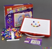 Детская развивающая игра Мозаика в чемоданчике Play Smart. 260 фишек 9 цветов, фишки круглые 1 и 1,5 см. Арт. 2707/00SЛ38014