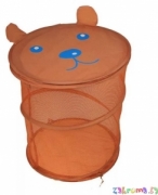 Детская корзина для игрушек бочка 38х45 см. Цвет коричневый медведь. Арт.  3013