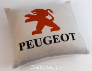 Декоративная подушка со съемным чехлом на молнии в машину Peugeot (Пежо). Размер 36*36 см. Цвет серый.