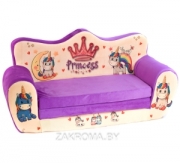 Детский мягкий диван раскладной Princess (Принцессы) Единорог. Размер 105*45*55 см. Цвет фиолетовый.