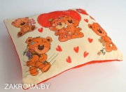 Детская декоративная подушка Медвежата, подушка  со съемным чехлом на молнии. Размер 39*30 см