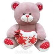 Мишка плюшевый мягкий медведь Алекс с сердцем 65 см. Мягкая игрушка медведь. Цвет пудра.