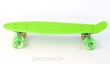 Penny board пенниборд скейтборд  55 см, высокопрочный пластик, колеса полиуретан светящиеся, крепления алюминиевые. Цвет салатовый.  Арт. 120