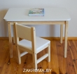 Деревянные детские столик и стульчик. Столешница ламинированная ДСП 70x50 см. Цвет белый с натуральным. SD26NW/SL7550NW