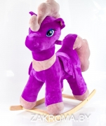 Детская качалка лошадка Пони Пинки Пай, конь качалка мягкая. Цвет фиолетовый.