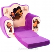Детское кресло мягкое раскладное Маша и медведь. Цвет фиолетовый.