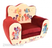 Детское кресло мягкое раскладное My little pony (Моя маленькая пони). Цвет бордовый.