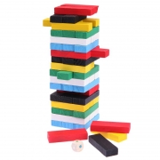 Дженга Падающая башня настольная игра цветная деревянная. Арт. 804-1
