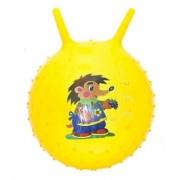 Мяч гимнастический массажный с шипами резиновый с ручками Ёжик , диаметр 45 см. Цвет желтый. Арт. 619-18A