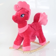 Детская качалка лошадка Пони Пинки Пай, конь качалка мягкая. Цвет розовый