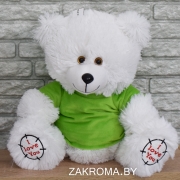 Мишка плюшевый мягкий медведь ТЕД  60 см. Мягкая игрушка медведь. Цвет белый в зеленой кофточке
