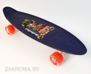 Акция! Penny board пенниборд принт скейтборд 58*16 см , колеса светящиеся, крепления алюминиевые, ручка для переноски. Цвет Пират темно-синий. Арт. 2507  57 руб.