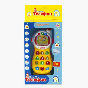 Развивающая обучающая игрушка "УМНЫЙ ТЕЛЕФОН" Play Smart. Цвет желтый с розовым. Арт. 7028
